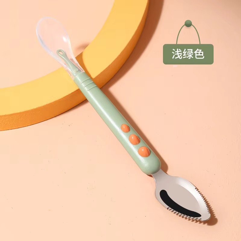 Baby Food Menu - Colher Dupla para Bebês em Silicone